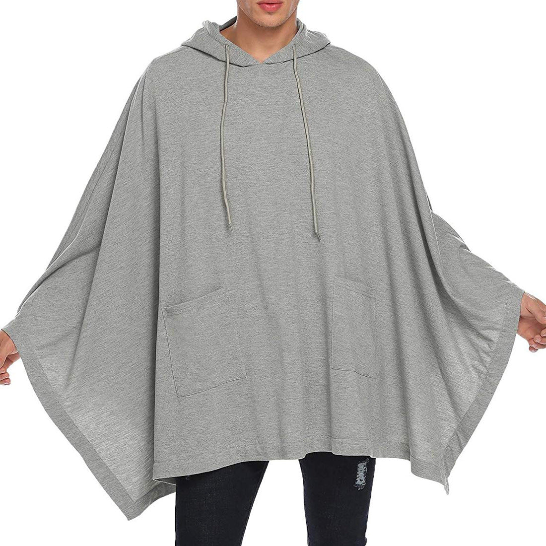 Plain Hooded Loose Men's Cloak Jacket Cape