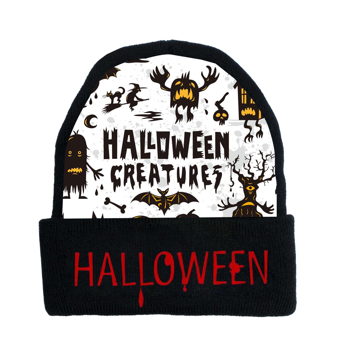 Halloween creative graphic print knitted hat