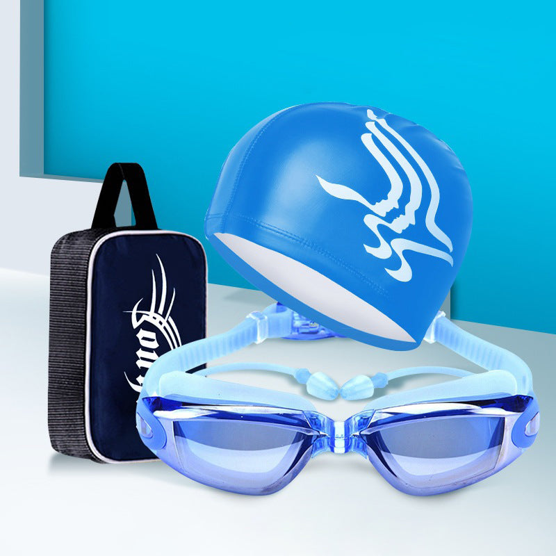 Five-piece Set Of Swimming goggles, Swimming Cap, Nose Clip, Earplugs,And Swimming Bag