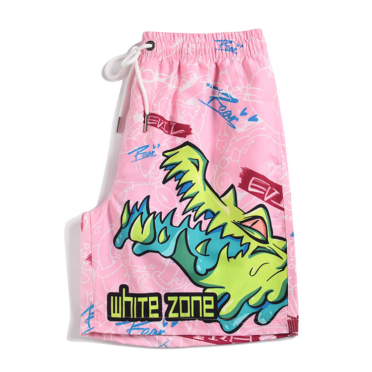 Men's beach pants loose casual cartoon printed shorts