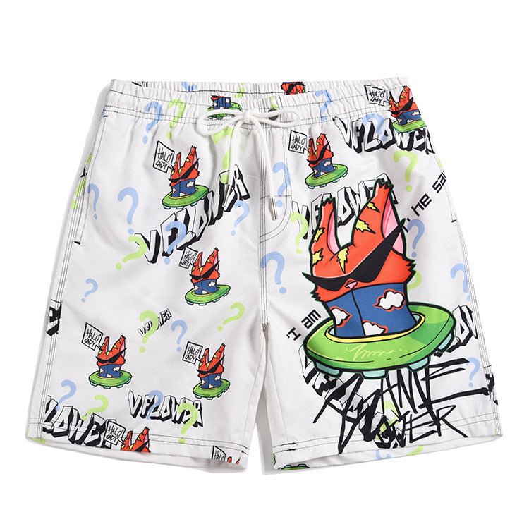 Men's beach pants loose casual cartoon printed shorts