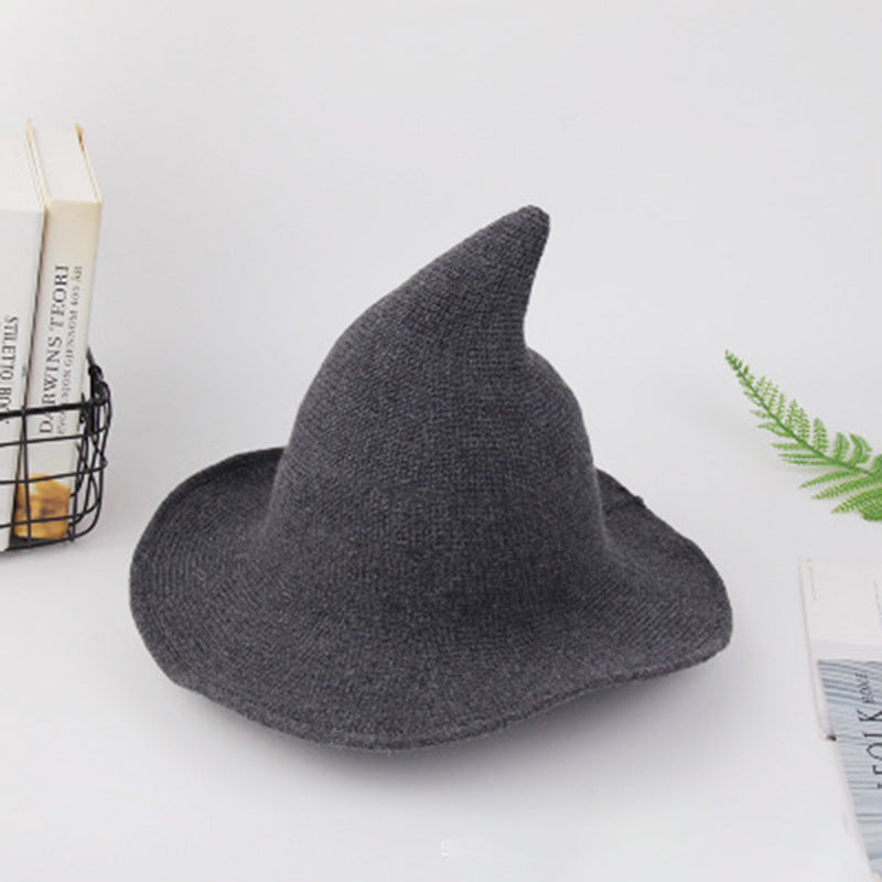 halloween wizard hat pointed knitted wool hat