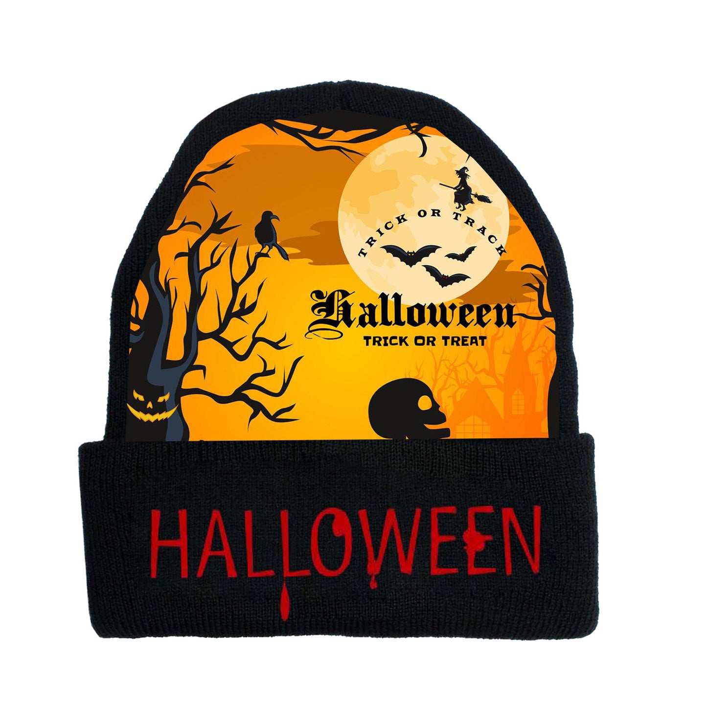 Halloween creative graphic print knitted hat