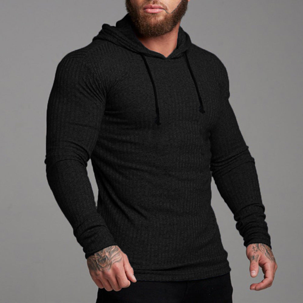 Plain Hooded Sports Men's Long Sleeve T-Shirt