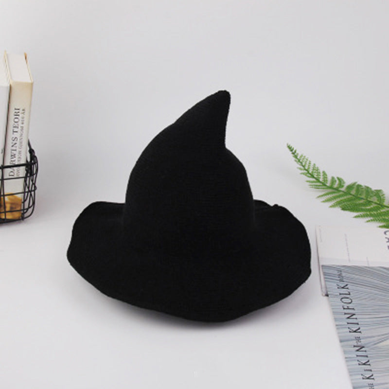 halloween wizard hat pointed knitted wool hat