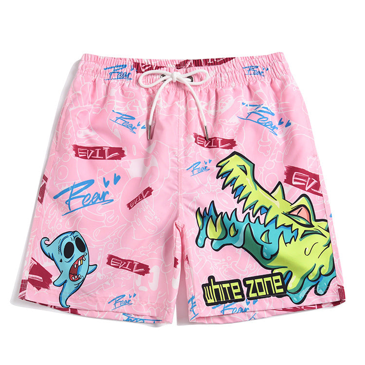 Men's beach pants loose casual cartoon printed shorts