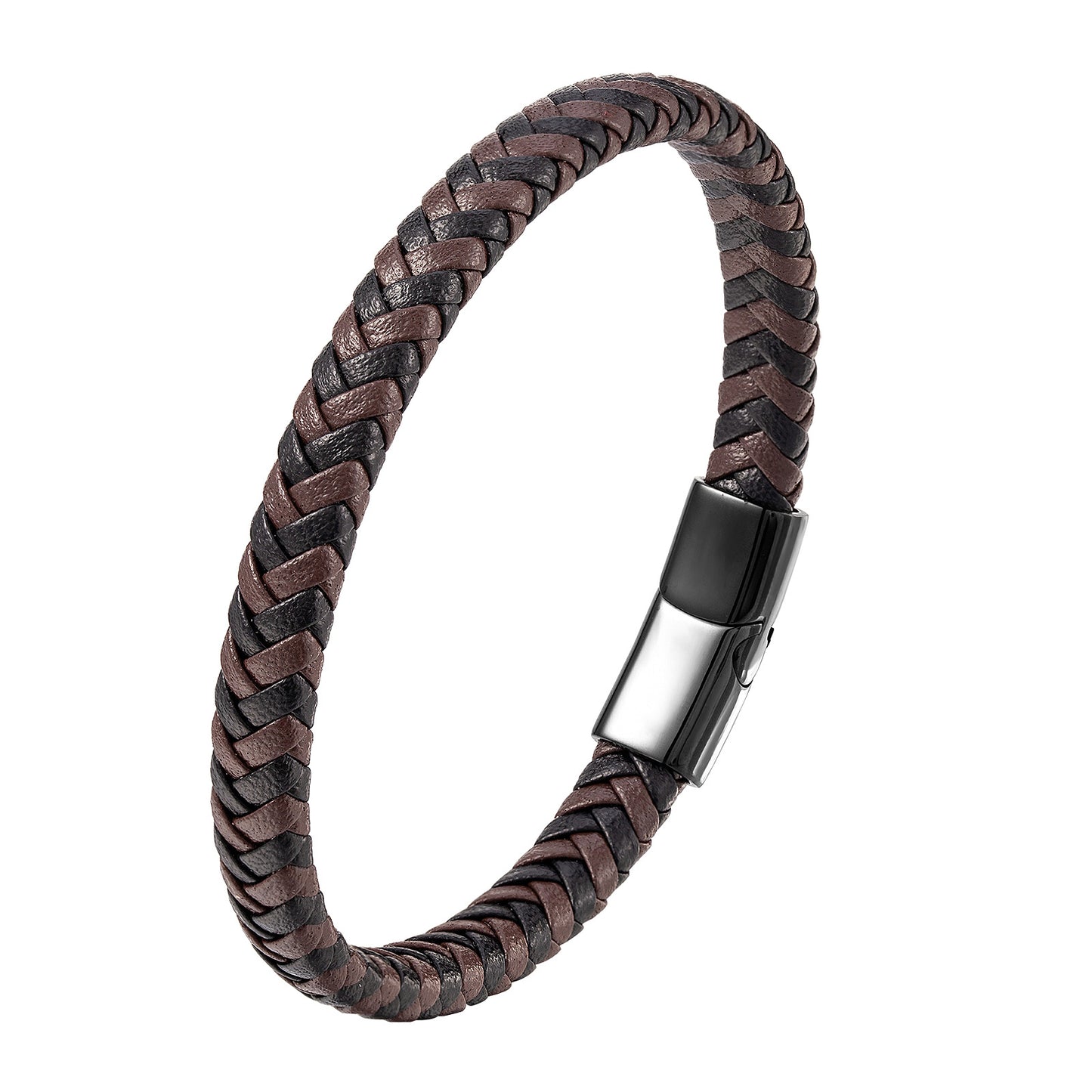 Leather Rope Stainless Steel Men's Braided Bracelet