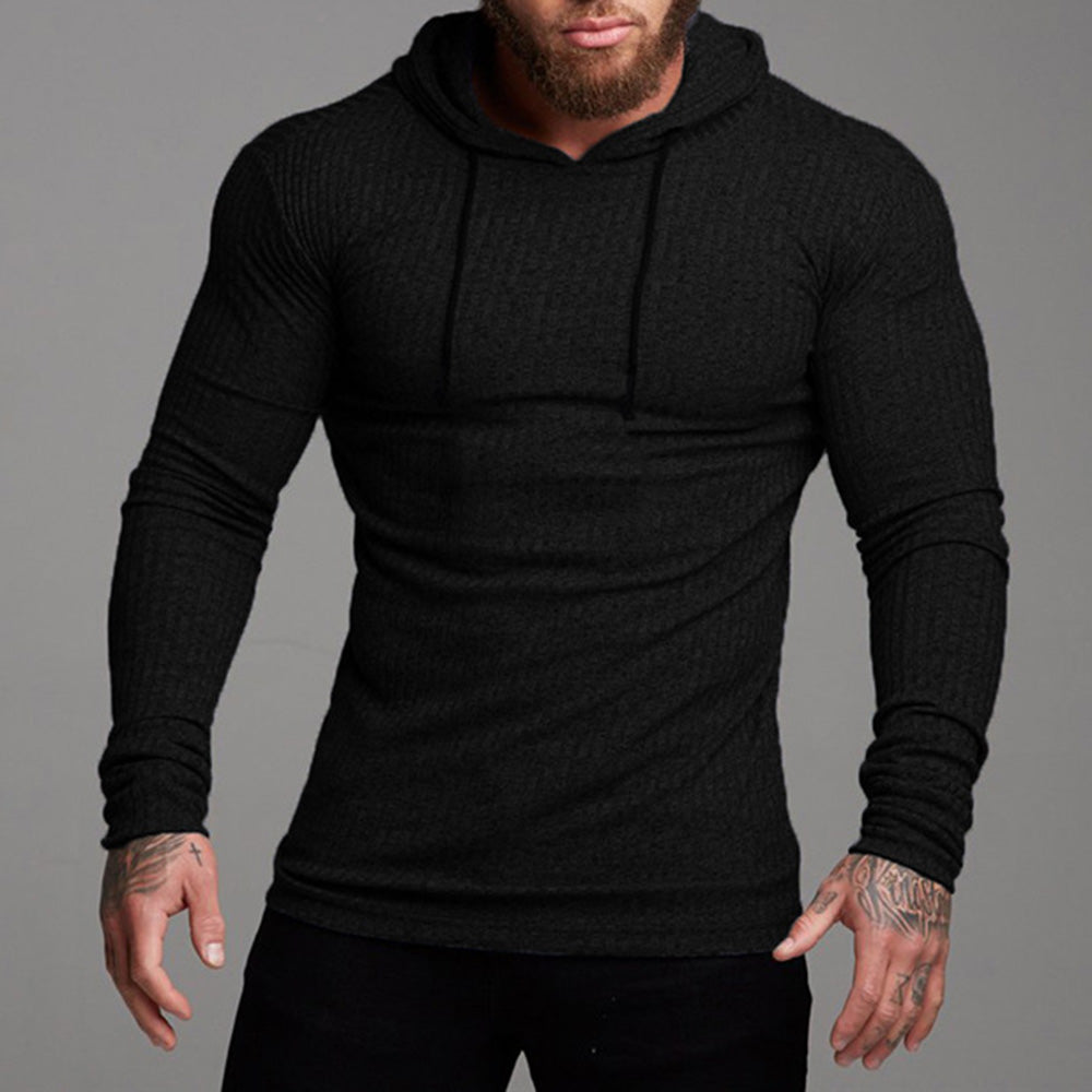 Plain Hooded Sports Men's Long Sleeve T-Shirt